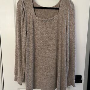 Cozy Long Sleeve Square Neckline Knit Top